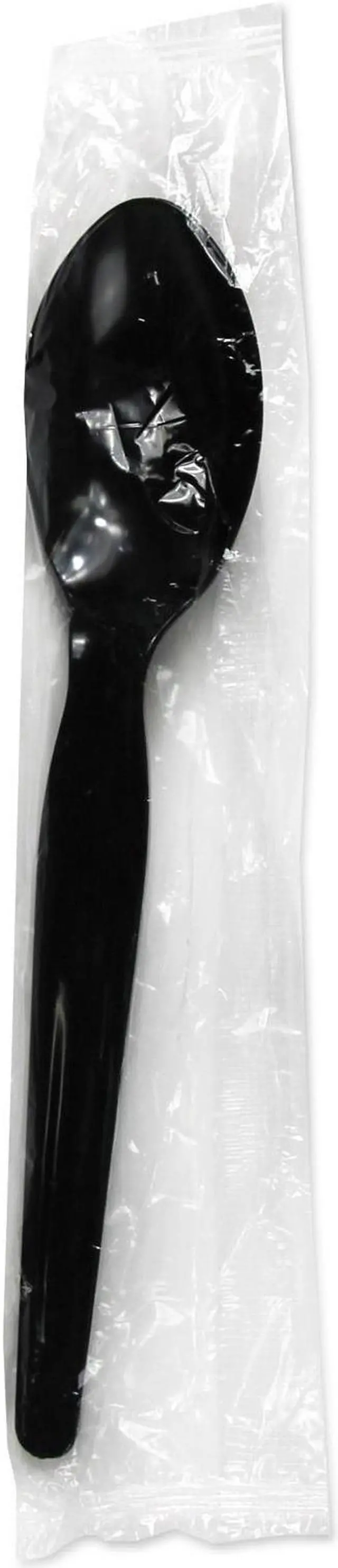 Alt view image 2 of 3 - Boardwalk TSHWPSBIW Heavyweight Wrapped Polypropylene Cutlery Teaspoon - Black