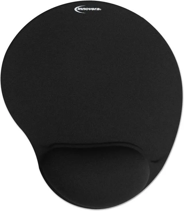 Main image of Innovera Mouse Pad with Fabric-Covered Gel Wrist Rest, 10.37 X 8.87, Black 50448
