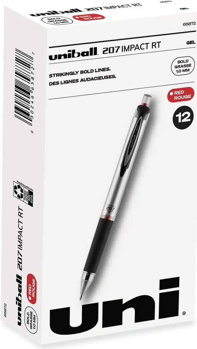 Alt view image 3 of 3 - uni-ball 207 Impact Retractable Gel Pen ,PEN,RBALL,GEL,IMPCT,RT,RD