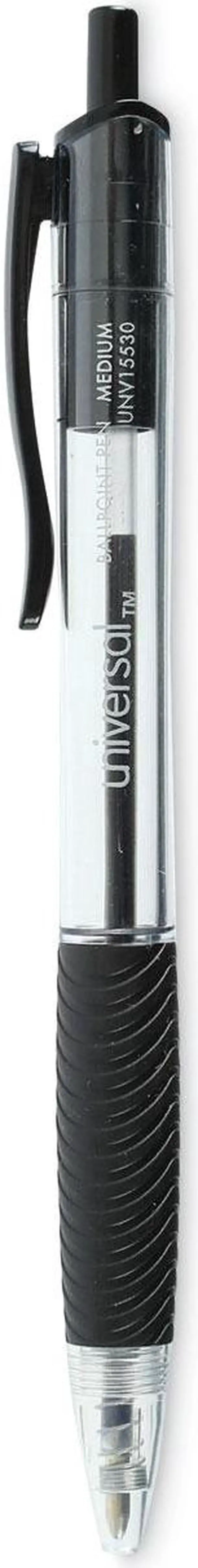 Alt view image 3 of 17 - Universal Comfort Grip Clear Barrel Retractable Ballpoint Pen Black Ink 1mm 48/Set 15533