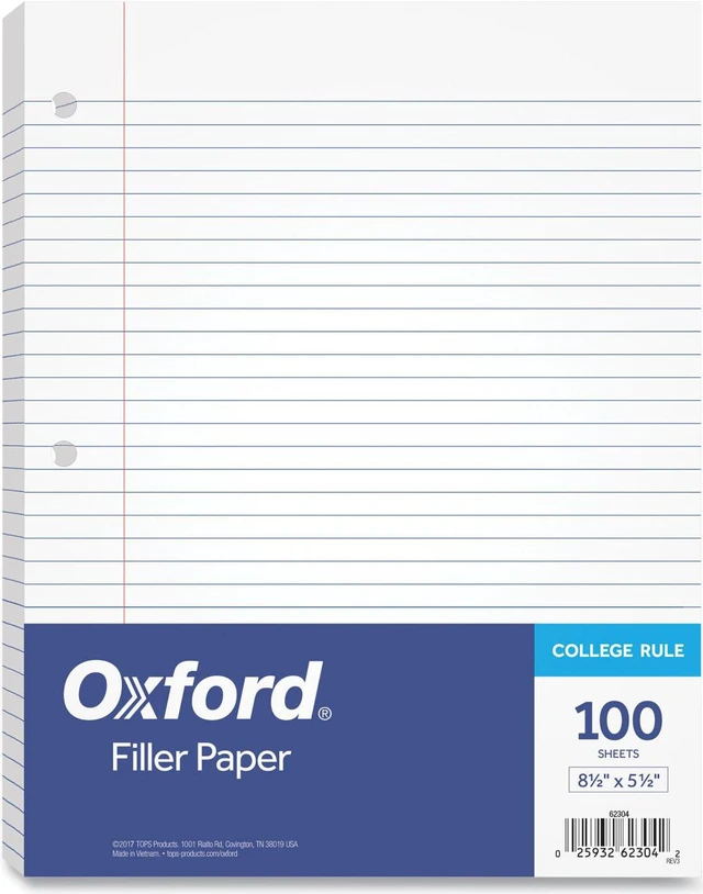 Alt view image 4 of 7 - Filler Paper, 3-Hole, 5.5 x 8.5, Medium/College Rule, 100/Pack 62304