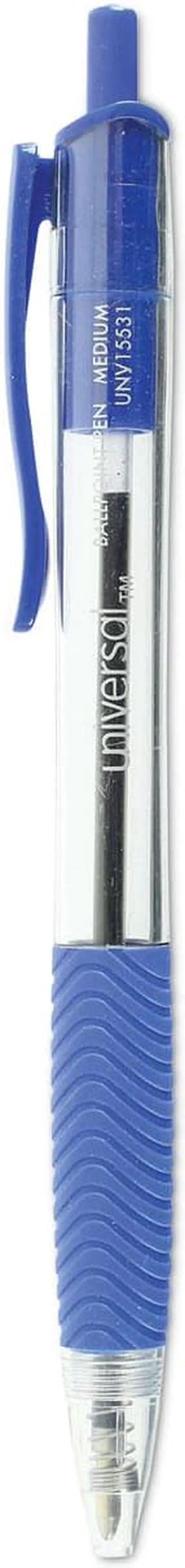 Alt view image 3 of 15 - UNIVERSAL Economy Retractable Ballpoint Pen Blue Ink Clear 1mm Dozen 15531