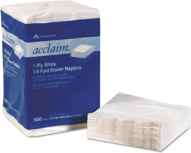 Alt view image 13 of 13 - Acclaim® 1/4 Fold Paper Dinner Napkins White 1-Ply 16"x16" 500/PK 8 PK/CT