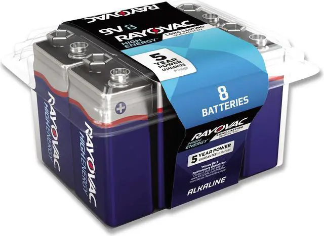Alt view image 10 of 15 - Rayovac High Energy Premium Alkaline Battery 9V 8/Pack A16048PPK