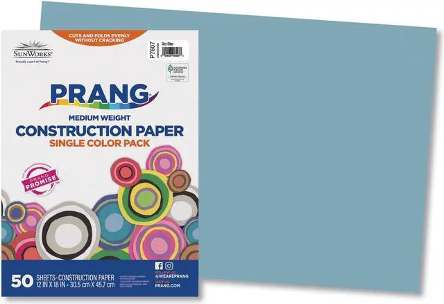 Alt view image 6 of 8 - Sunworks Construction Paper, 58lb, 12 X 18, Sky Blue, 50/Pack 7607