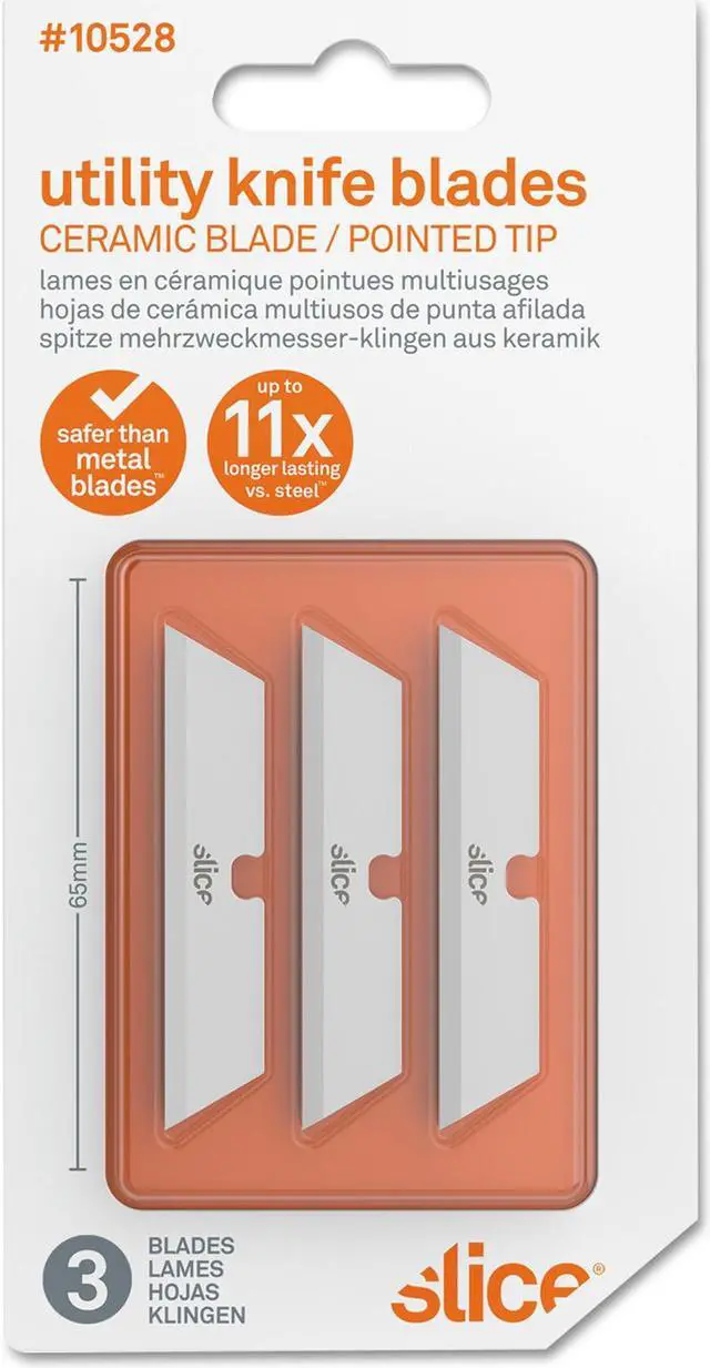 Alt view image 6 of 20 - Slice Smarty Series Ceramic Replacement Blaces 3/Pkg-White Pointed