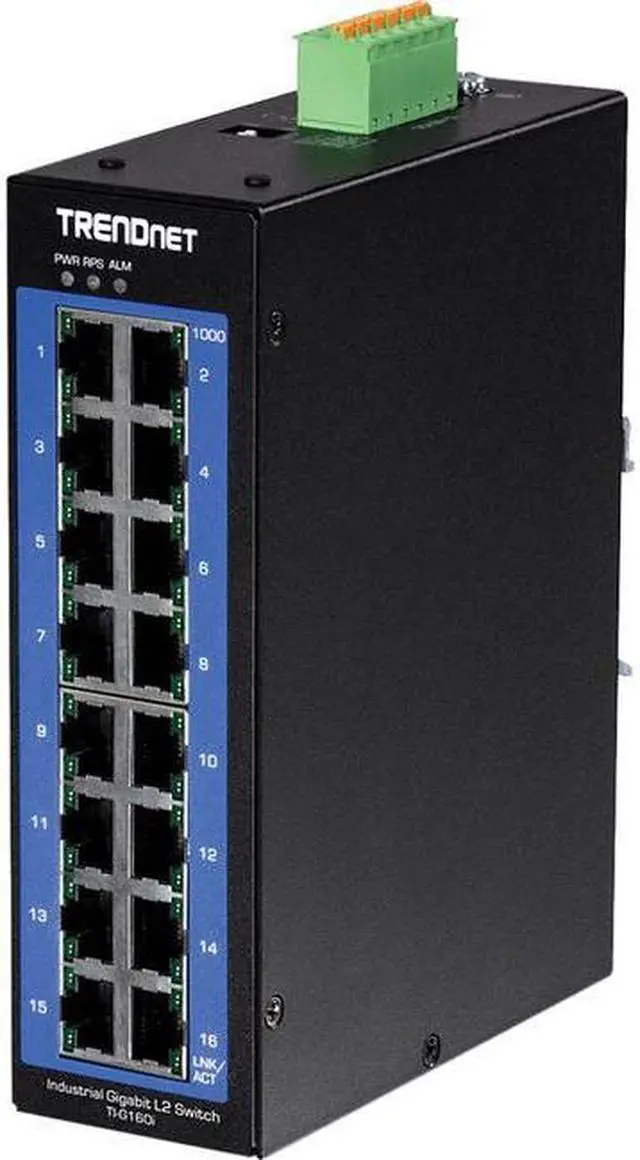 Alt view image 5 of 9 - TRENDnet 16-Port Industrial Gigabit L2 Managed DIN-Rail Switch, Layer 2 Switch, 16 x Gigabit Ports, 32Gbps Switching Capacity, Extreme Temperature Gigabit Switch, Black, TI-G160i