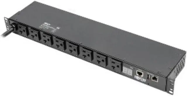 Alt view image 2 of 20 - Tripp Lite 1.9kW Single-Phase Switched PDU, LX Platform Interface, 120V Outlets (8 x 5-15/20R), NEMA L5-20P, 12.0 Feet Cord, 1U Rack, TAA (PDUMH20NET2LX)