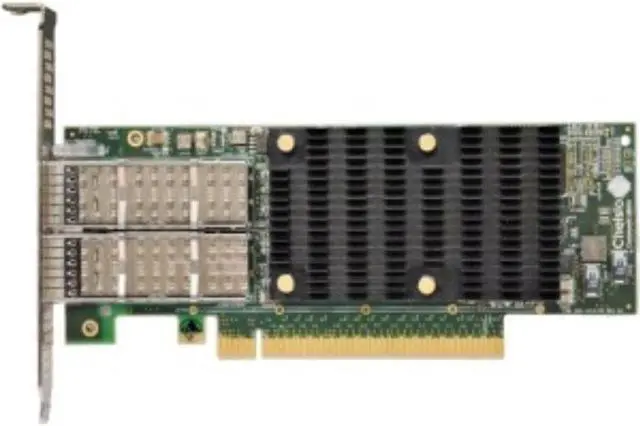 Alt view image 4 of 5 - Chelsio Communications - T62100-LP-CR - Chelsio T6 Dual Port 40G/50G/100GbE Adapter - PCI Express 3.0 x16 - 100 Gbit/s - 2 x Total Fibre Channel Port(s) - 2 x Total Expansion Slot(s) - QSFP28 -