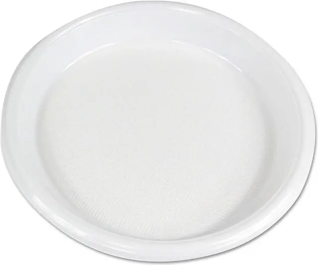 Alt view image 3 of 3 - Boardwalk PLHIPS10WH Hi-Impact Plastic Dinnerware Plate - White, 10 in.