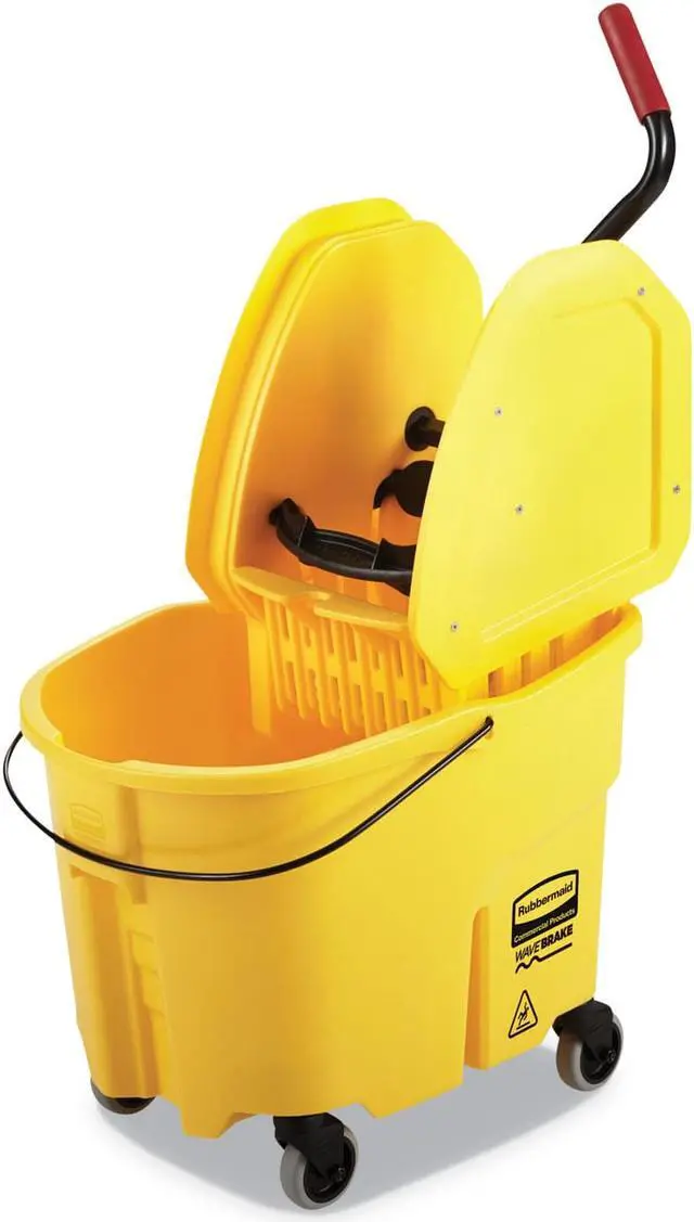 Alt view image 2 of 10 - Rubbermaid Yellow Polypropylene Mop Bucket and Wringer, 8-3/4 gal. FG757788YEL