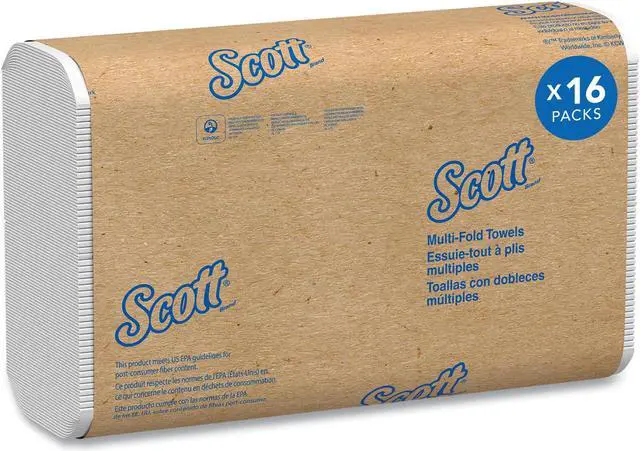 Alt view image 12 of 15 - Scott Multifold Paper Towels, 9 1/5 X 9 2/5, White, 250/Pack, 16 Packs