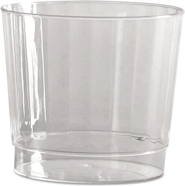Alt view image 6 of 6 - WNA Classic Crystal Plastic Rocks Tumblers 9 oz. Clear Fluted Squat 12/Pack CCR9240