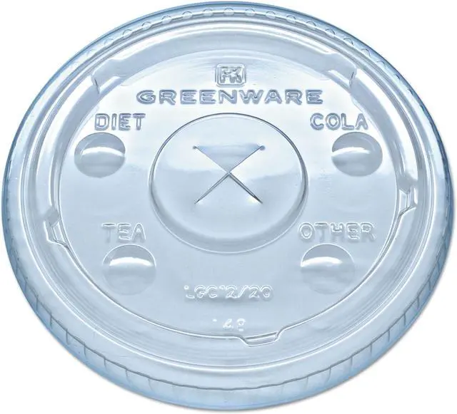 Alt view image 4 of 4 - Greenware Cold Drink Lids Fits 9 12 20 oz Cups Clear 1000/Carton