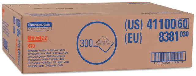 Alt view image 8 of 20 - WYPALL X70 Wipers, Flat Sheet, 14 9/10 x 16 3/5, White, 300/Carton
