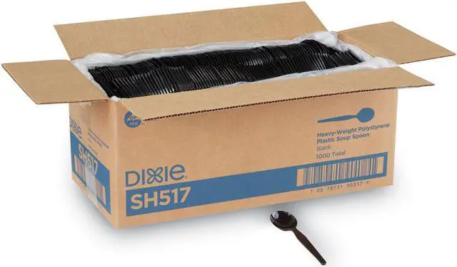 Alt view image 4 of 4 - Heavyweight Full Size Dinner Soup Spoon, Black ,Dixie, SH517