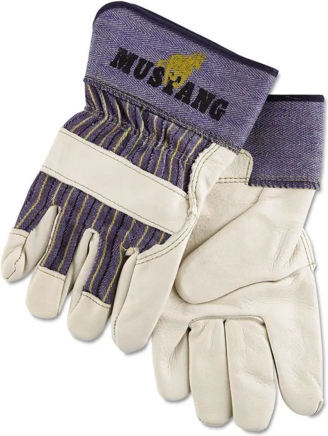 Alt view image 5 of 6 - Memphis Mustang Leather Palm Gloves Blue/Cream Extra Large Dozen 1935XL