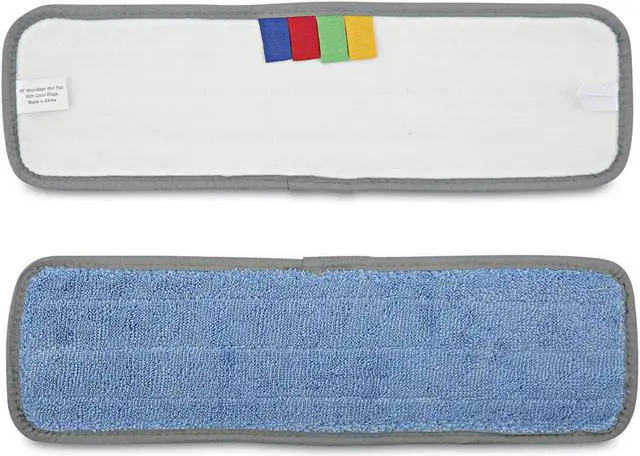 Alt view image 5 of 15 - Boardwalk Microfiber Mop Head Blue 18 x 5 100% Split Microfiber Velcro Backing Dozen MFM185BCFDZ