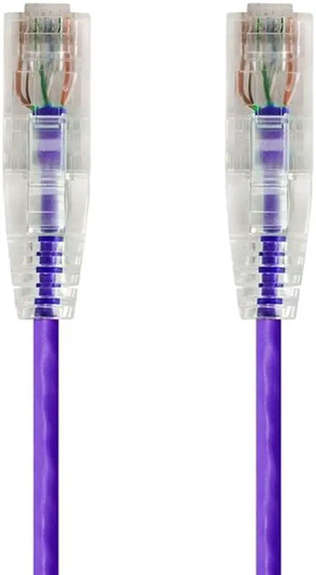 Alt view image 5 of 8 - Monoprice Cat6 Ethernet Patch Cable - 5 feet - Purple | Snagless RJ45 Stranded 550MHz UTP CMR Riser Rated Pure Bare Copper Wire 28AWG - SlimRun Series