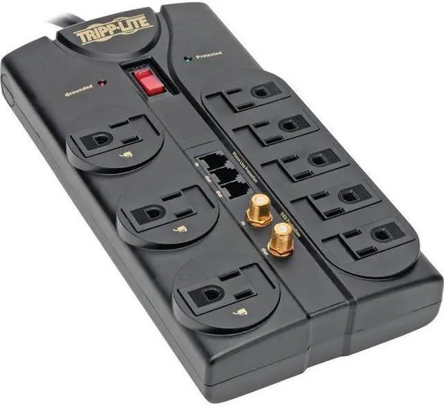 Alt view image 9 of 12 - Tripp Lite Tlp808Teltv 8-Outlet Surge Suppressor ,Telephone, Modem, Fax & Coaxial Protection