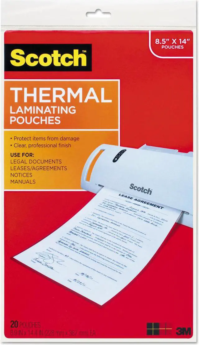 Alt view image 7 of 7 - Scotch Thermal Laminating Pouches, Clear, 8.5" x 14" (Legal Size), 20/Pack