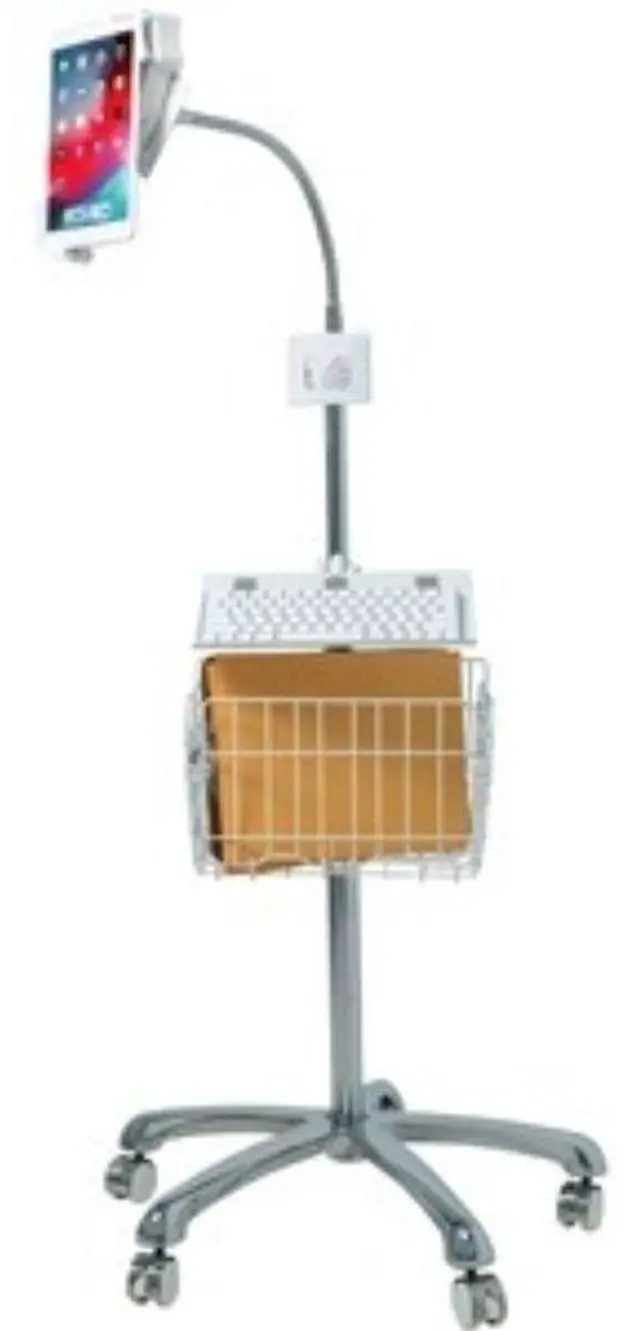 Alt view image 11 of 20 - CTA Digital PAD-HFSVU Gooseneck Floor Stand with VESA Plate and Storage Basket