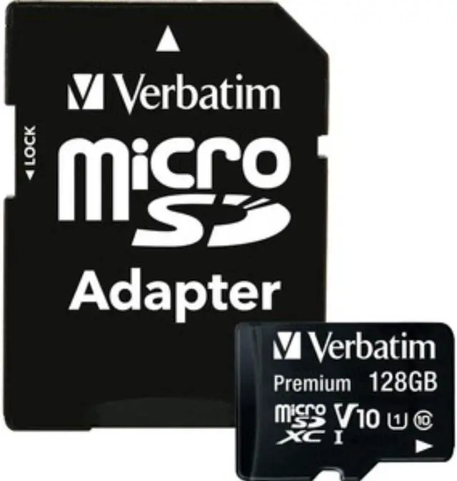 Alt view image 4 of 20 - Verbatim 128GB Premium microSDXC Memory Card with Adapter, UHS-I Class 10 - TAA Compliant - Class 10/UHS-I (U1) - 45 MB/s Read1 Pack