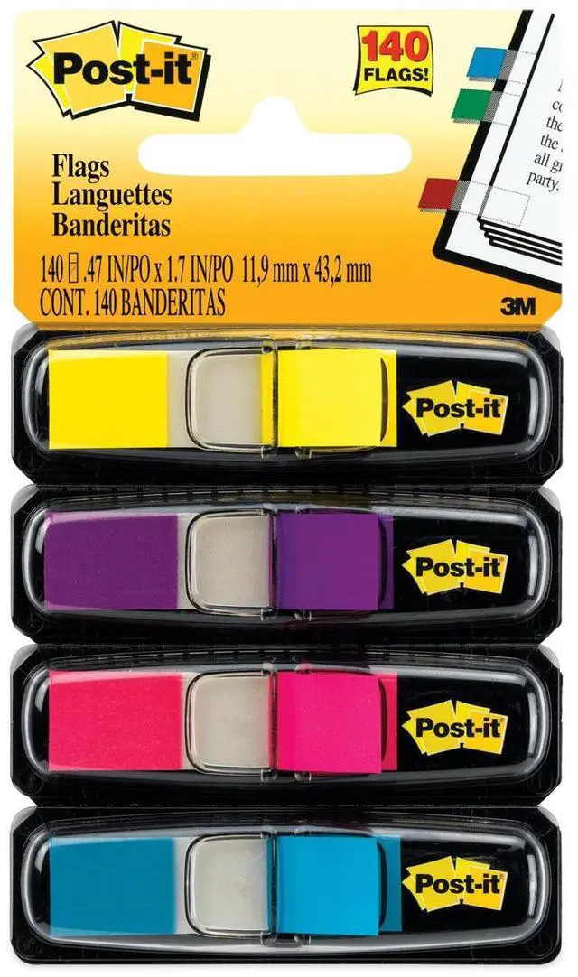Alt view image 14 of 20 - 3M 6834AB Small Flags in Dispensers Four Bright Colors 35 per Color 4 Dispensers Pack
