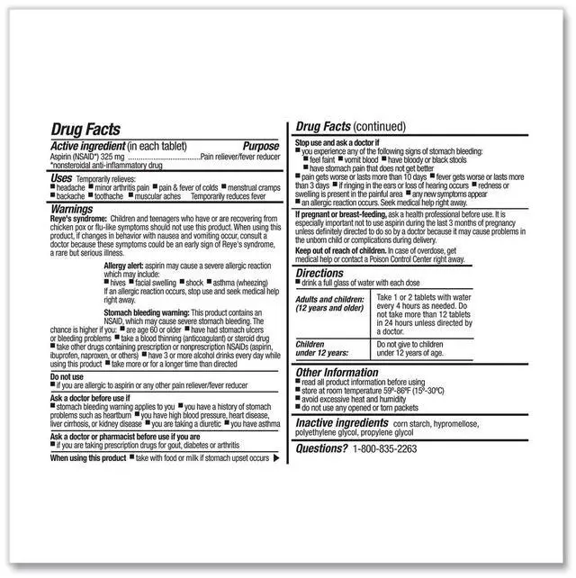 Alt view image 4 of 6 - First Aid Only Smartcompliance Aspirin Refill, 2/Packet, 10 Packet/Box FAE7004