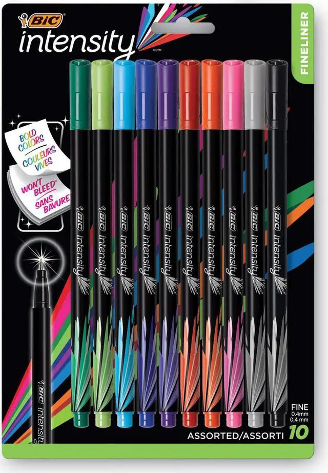 Alt view image 18 of 20 - Bic Pen,Fineliner,10pk,Ast FPINFAP10AST