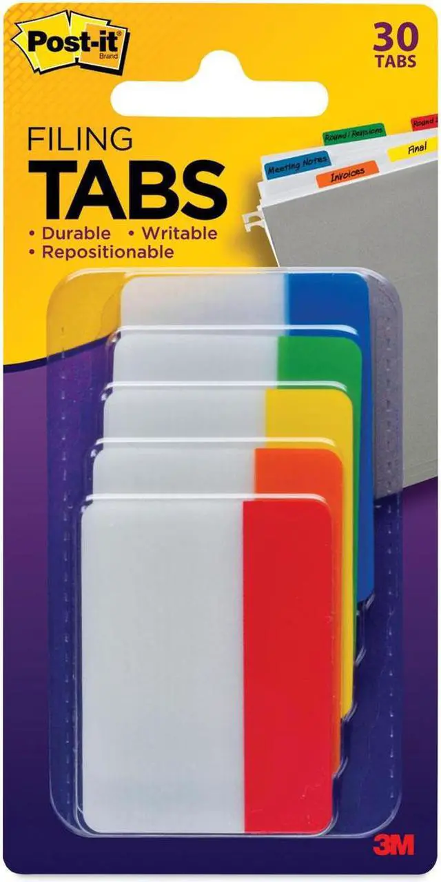 Alt view image 7 of 14 - 3M File Tabs 2 x 1 1/2 Assorted Primary 30/Pack 686ROYGB