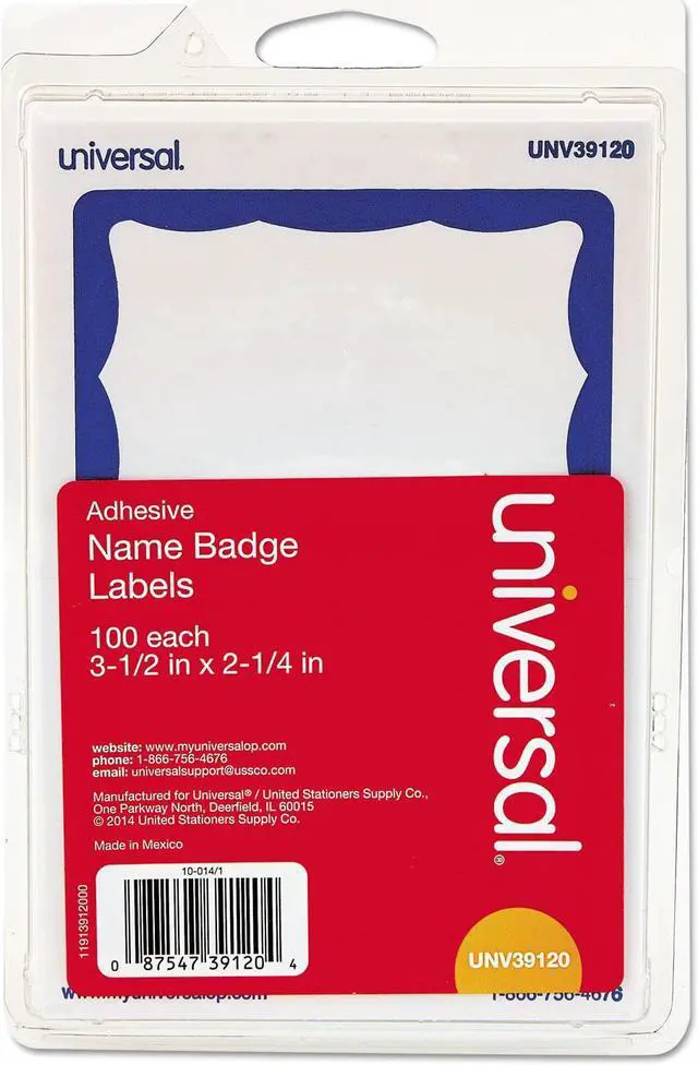Alt view image 2 of 3 - General Supply 92265 Border-Style Self-Adhesive Name Badges, 3 1/2 X 2 1/4, White/Blue, 100/Pack