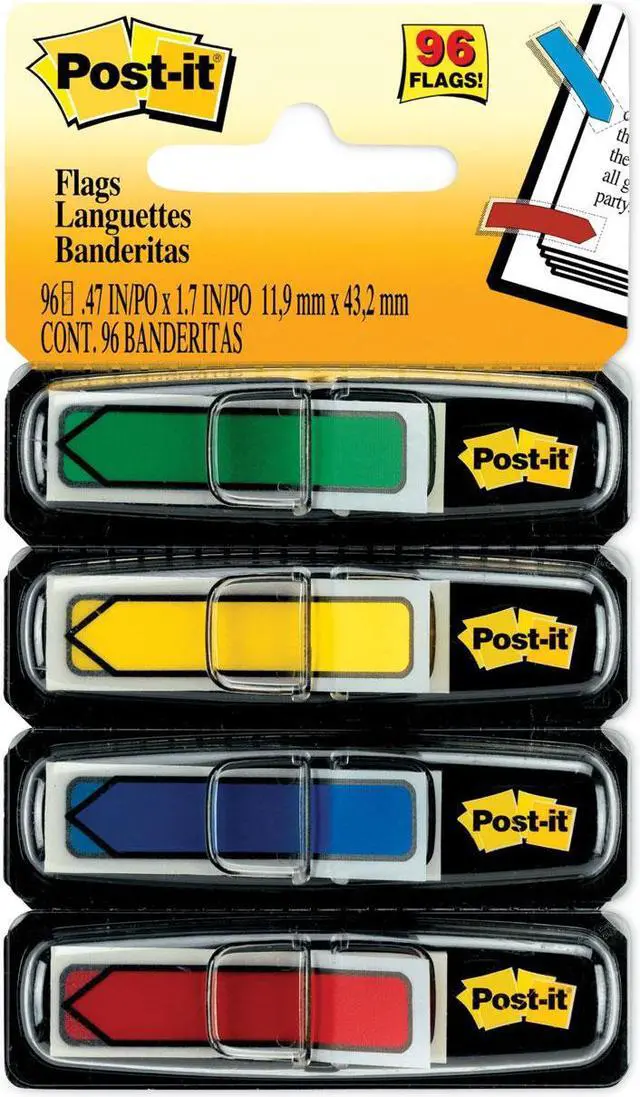 Alt view image 15 of 20 - Post-it Arrow 1/2" Page Flags Blue/Green /Red/Yellow 24/Color 96-Flags/Pack