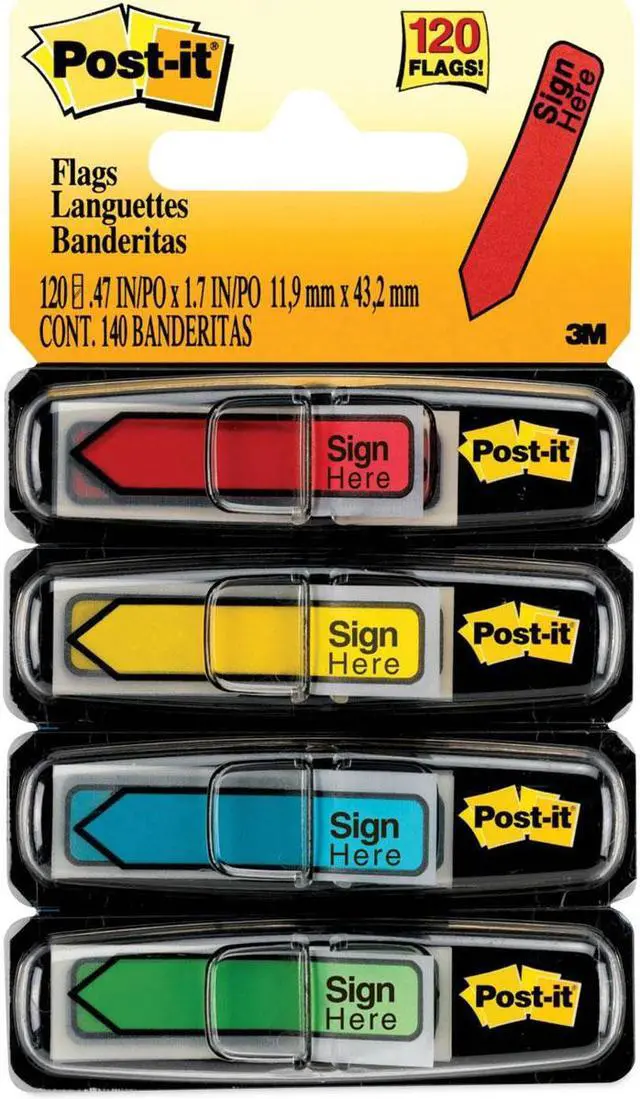 Alt view image 14 of 20 - 3M 684SH Arrow Flags    Sign Here    4 Colors with Dispensers  120 Pack