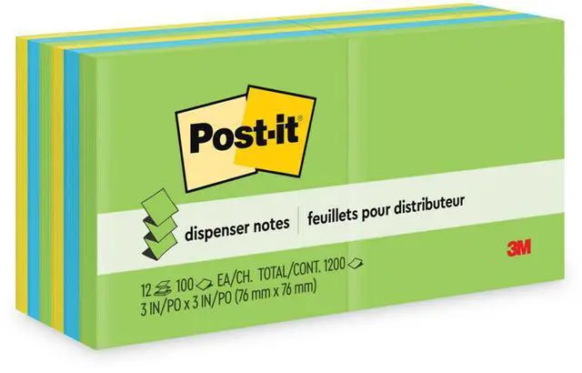 Alt view image 15 of 20 - 3M R33012AU Pop-Up Note Refills  3 x 3  Five Ultra Colors  12 100-Sheet Pads Pack
