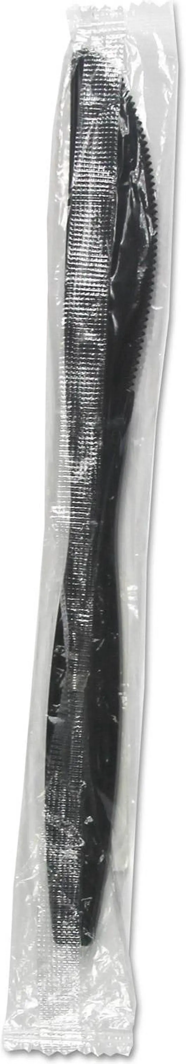 Alt view image 3 of 5 - Boardwalk KNIHWPPBIW Heavyweight Wrapped Polypropylene Cutlery, Knife, Black, 1000 / Carton