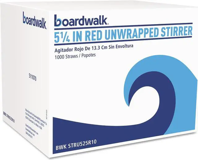 Alt view image 3 of 4 - Boardwalk Unwrapped Single-Tube Stir-Straws 5 1/4" Red 1000/Pack 10/Carton STRU525R10