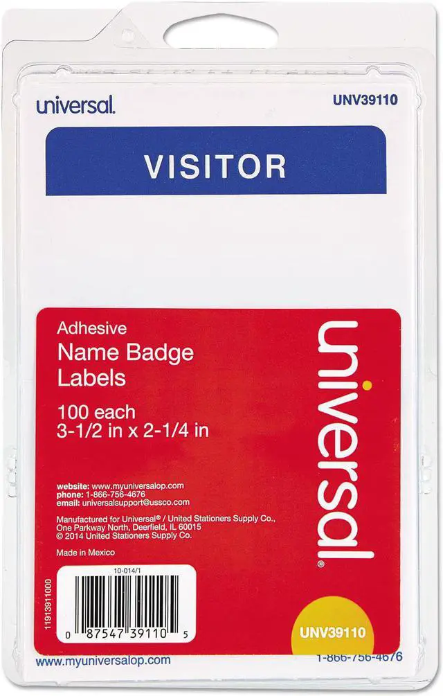 Alt view image 2 of 3 - Innovera 92245 Visitor Self-Adhesive Name Badges, 3 1/2 X 2 1/4, White/Blue, 100/Pack