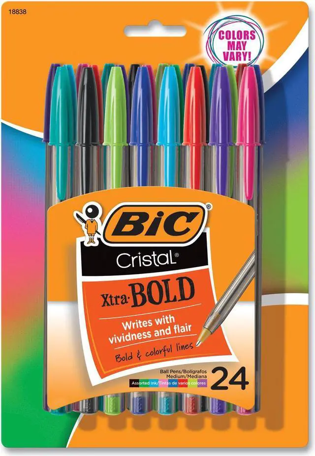 Alt view image 12 of 17 - BIC Pen,Cristal,Xtra Bold,24 MSBAPP241AST