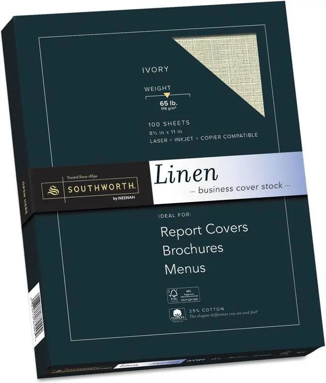 Alt view image 8 of 12 - Southworth Company SOUZ560CK Fine Linen Paper- 65lb- Acid-free-Lignin- Ivory