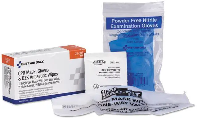 Alt view image 3 of 5 - First Aid Only CPR Mask with Gloves and Wipes 2 Gloves 2 Wipes 21008