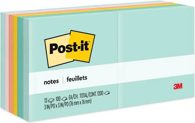 Alt view image 8 of 20 - Post-it Original Pads in Marseille Colors 3 x 3 100-Sheet 12/Pack 654AST