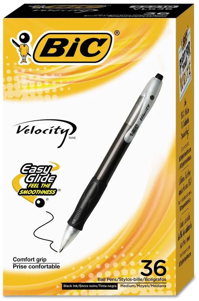 Alt view image 10 of 17 - BIC Velocity Retractable Ball Pen Black Ink 1 mm 36/Pack VLG361BK