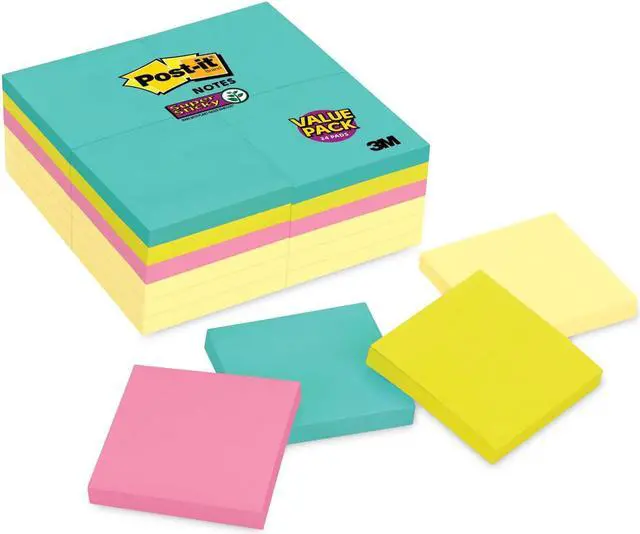 Alt view image 4 of 20 - Post-it Note Pads Office Pack 3 x 3 Canary/Miami 90/Pad 24 Pads/Pack 65424SSCYM
