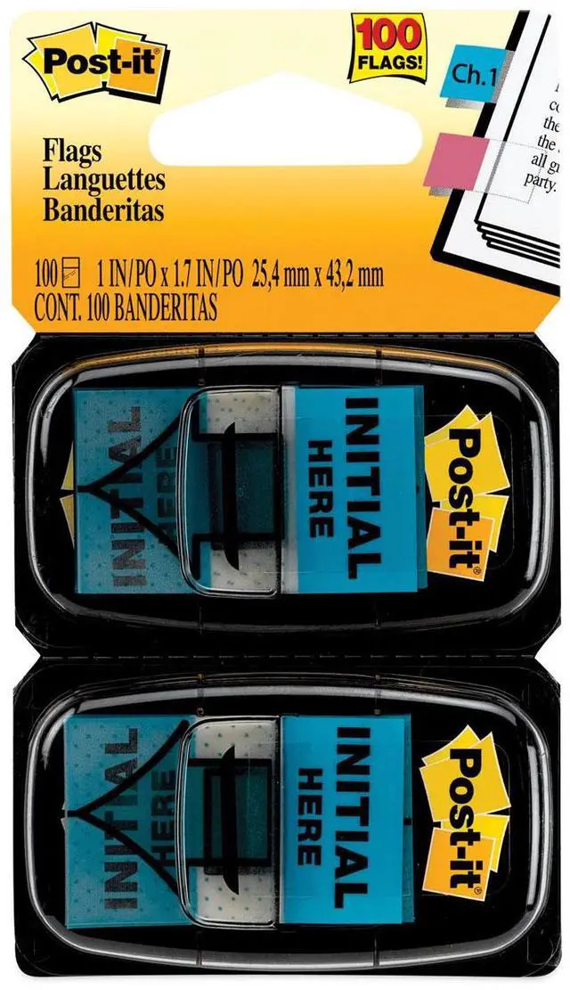 Alt view image 14 of 20 - 3M 680IH2 Message Flags Initial Here Blue Two 50-Flag Dispensers per Pack