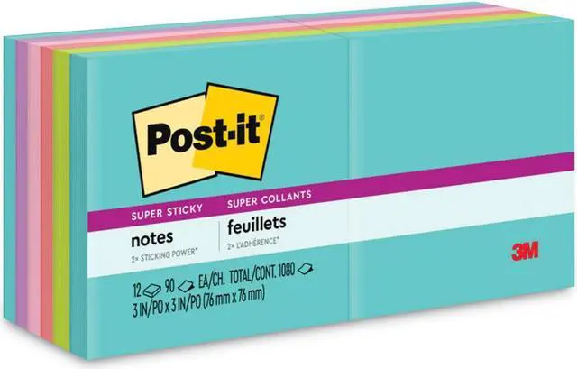 Alt view image 4 of 17 - Post-It Notes Super Sti Pads,Ss,Notes,3"x3",Miami 65412SSMIA