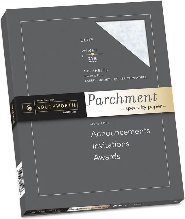 Alt view image 3 of 15 - Southworth Parchment Specialty Paper Blue 24lb 8 1/2 x 11 100 Sheets P964CK336