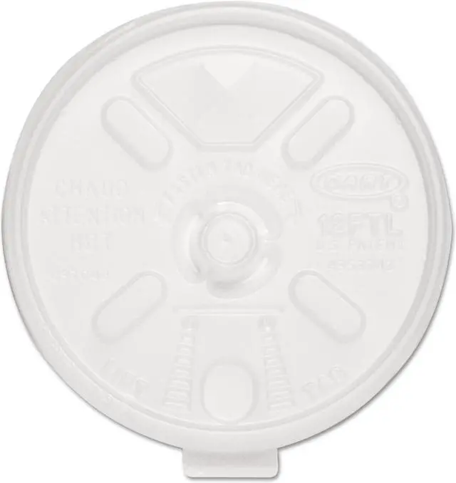 Alt view image 3 of 4 - Dart 12FTLS Liftn'Lock Lids, 10-14oz Cups, Translucent, 100/Sleeve, 10 Sleeves/Carton, 1 Carton