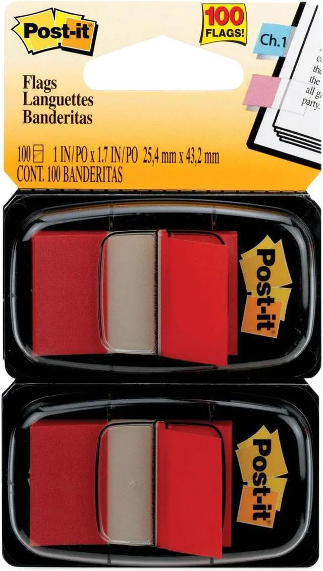 Alt view image 12 of 20 - 3M 680RD2 Standard Tape Flags in Dispenser  Red  100 Flags per Dispenser
