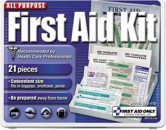 Alt view image 2 of 4 - First Aid Only All-Purpose First Aid Kit 21 Pieces 4 3/4 x 3 x 1/2 Blue/White 110